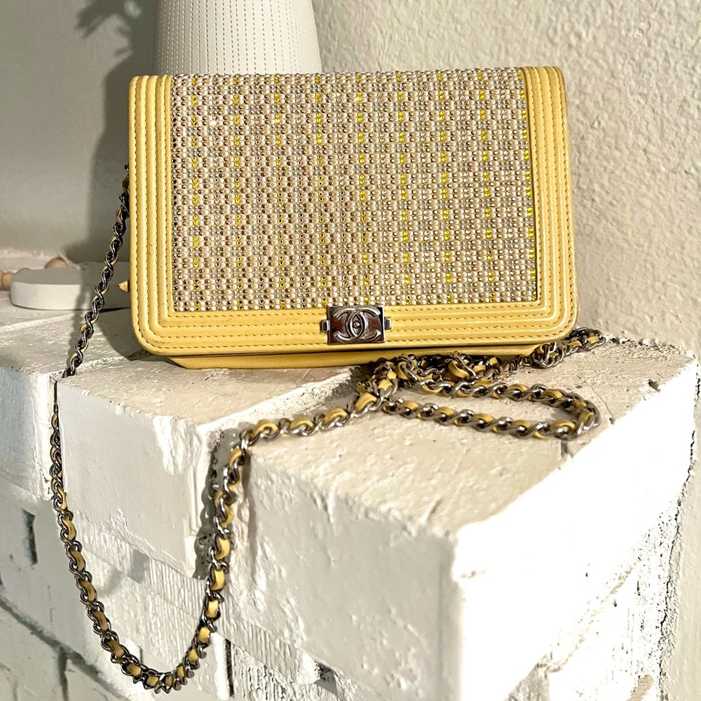 Chanel Rare Crystal Boy Wallet on Chain